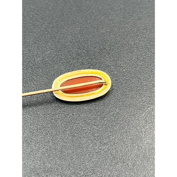 Antique Victorian 10K Yellow Gold Carved Shell Cameo Stick Pin Brooch Circa 1900 - Picture 7 of 11